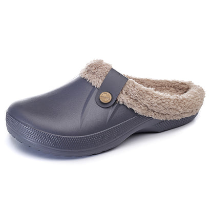 Women's Faux Fur Lined Platform Clog Slippers - Black (US 4-14)