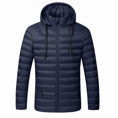 Men’s USB-Heated Hooded Puffer Jacket – Water-Resistant Insulated Winter Coat with Adjustable Heat Zones