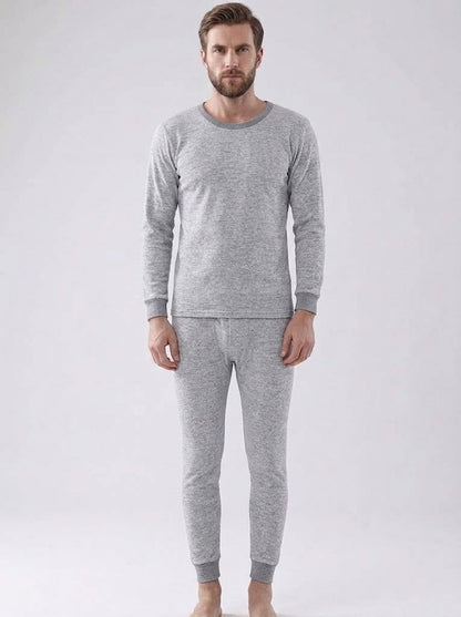 Men’s Thermal Base Layer Set – Long-Sleeve Stretch Top with Fitted Thermal Trousers