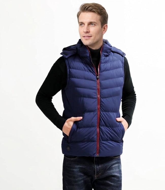 Unisex USB Heated Puffer Vest – Hooded Winter Layer with Adjustable Heat Control