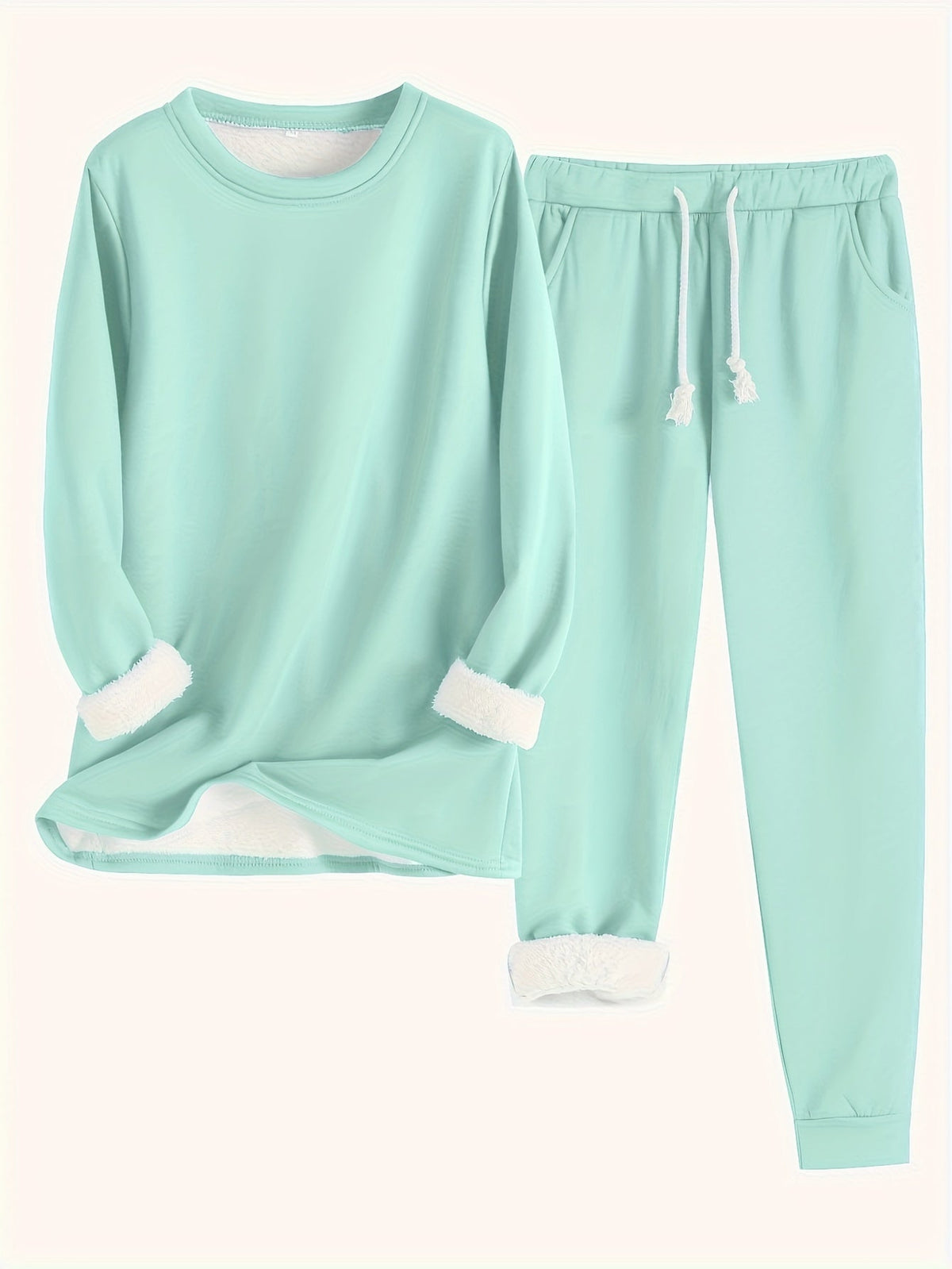 Women’s Fleece-Lined Sweatshirt and Jogger Set – Cosy Two-Piece Winter Lounge Outfit