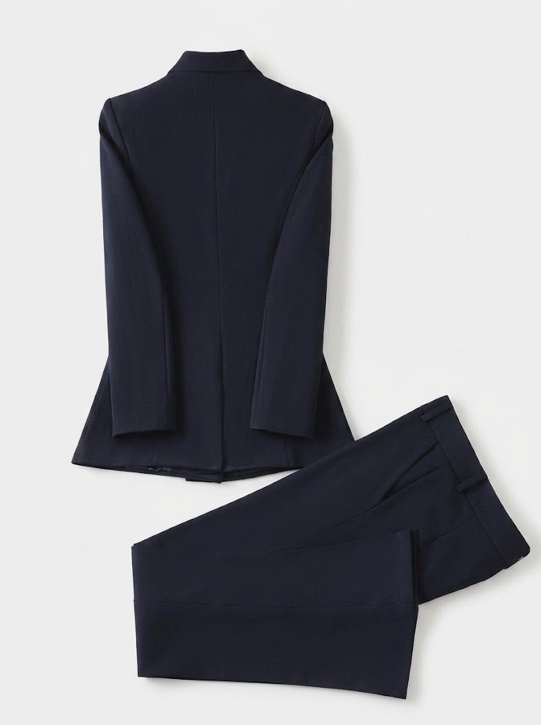Women’s Double-Breasted Blazer and Trouser Set – Tailored Formal Outfit for Work and Events