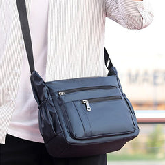 Men’s Multi-Pocket Nylon Crossbody Bag – Spacious Shoulder Messenger with Adjustable Strap and Zip Compartments