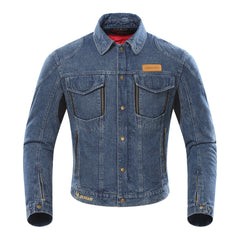 Men’s Protective Denim Motorcycle Jacket – Removable Lining with Integrated Riding Armour and Ventilation