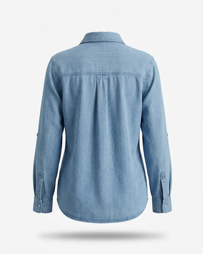 Women’s Denim Utility Shirt – Relaxed Button-Up Layer for Casual Transitional Wear