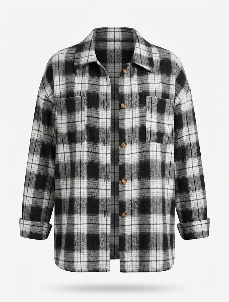 Women’s Oversized Printed Shirt – Casual Button-Front Style for Everyday Layering
