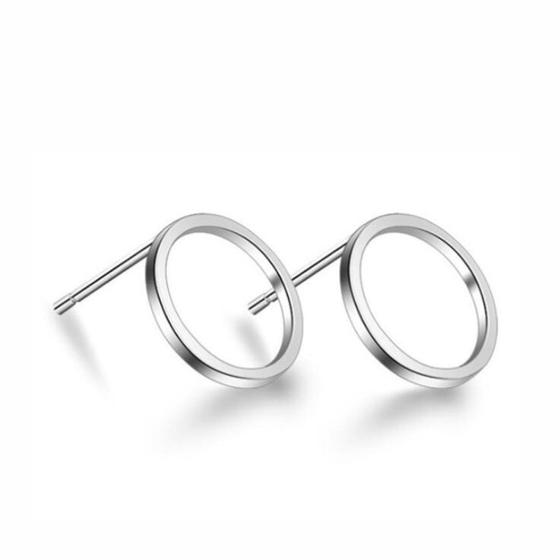 VARIANT|main|Geometric hollow silver stud earrings