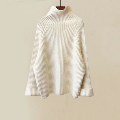 Women’s Layered Knit Winter Set – Turtleneck Jumper Cable-Knit Trousers and Padded Gilet