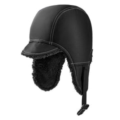 Unisex Fleece-Lined Winter Cycling Cap – Windproof Ear-Covering Hat with Adjustable Chin Strap