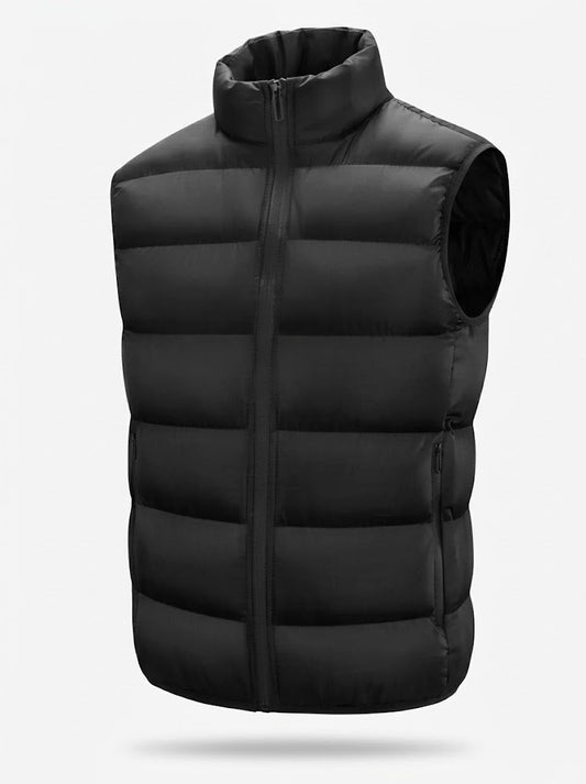 Men’s Insulated Puffer Vest – Sleeveless Zip-Up Gilet with Stand Collar and Quilted Panels