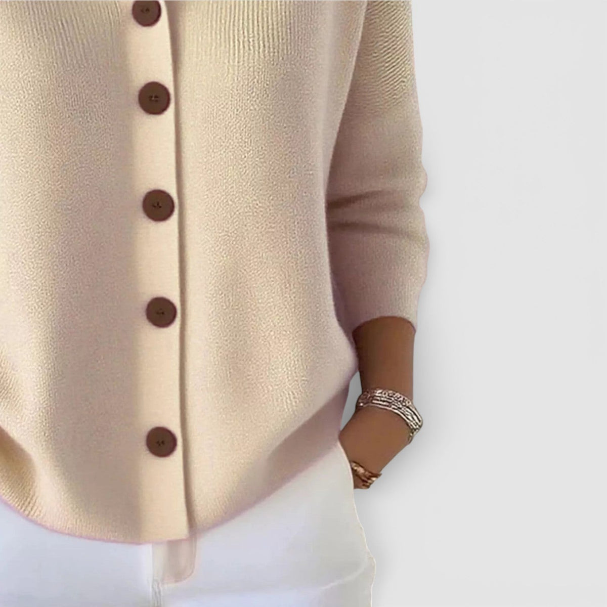 Women’s Knitted Blouse – Polo Collar Top with Full Button Placket