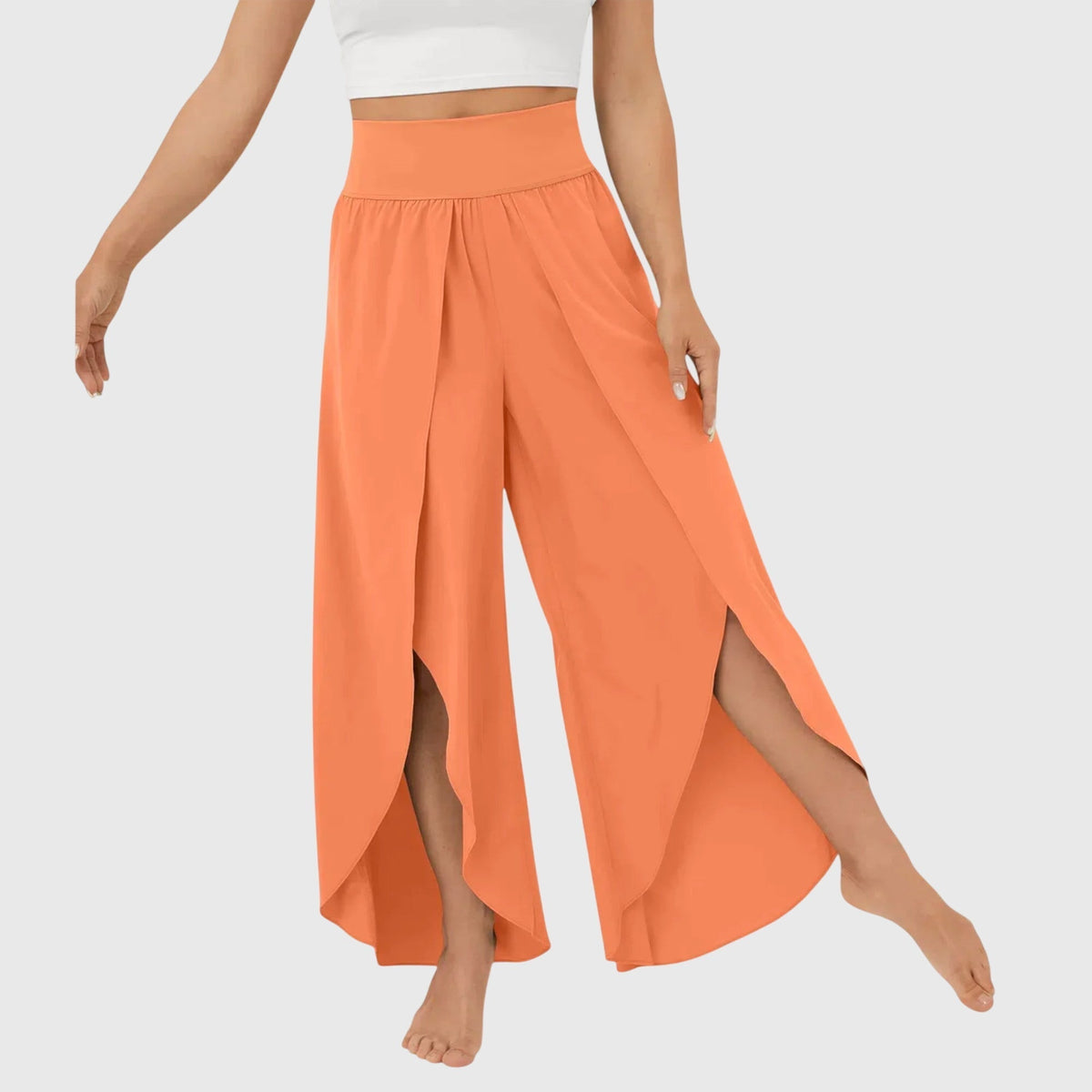 Women’s High-Waisted Wide-Leg Split Trousers – Flowing Boho Summer Style for Holidays and Beachwear