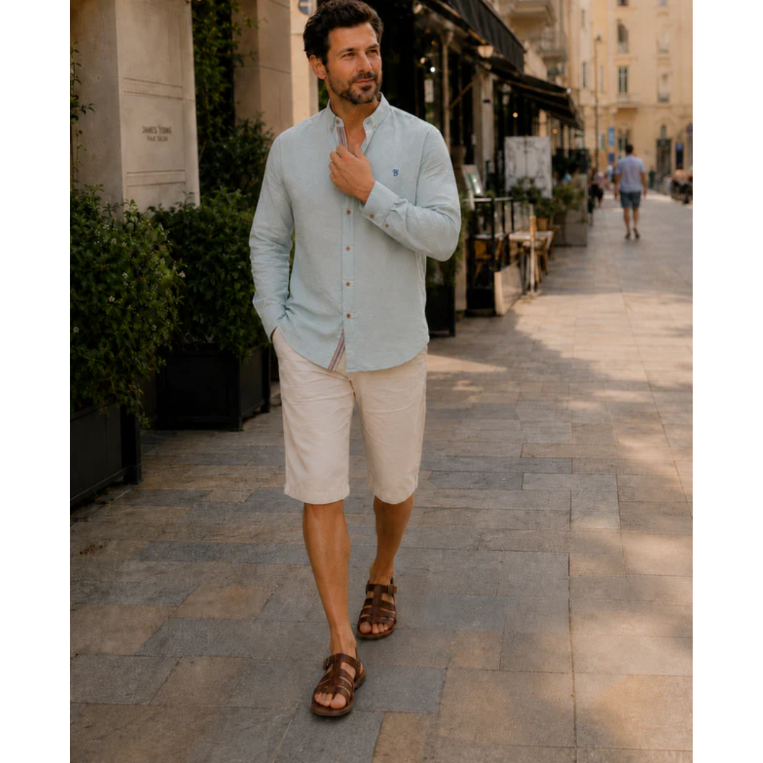 Men’s Stand-Collar Long-Sleeve Shirt – Smart Casual Button-Up for Everyday and Traditional Events