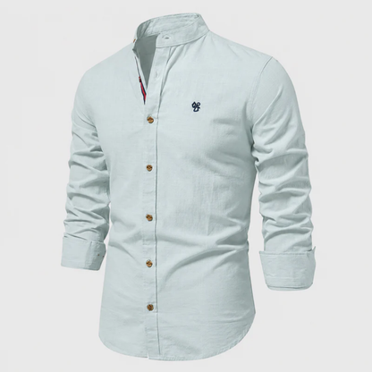 Men’s Stand-Collar Long-Sleeve Shirt – Smart Casual Button-Up for Everyday and Traditional Events