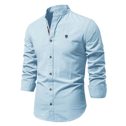 Men’s Stand-Collar Long-Sleeve Shirt – Smart Casual Button-Up for Everyday and Traditional Events