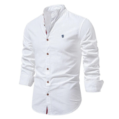 Men’s Stand-Collar Long-Sleeve Shirt – Smart Casual Button-Up for Everyday and Traditional Events
