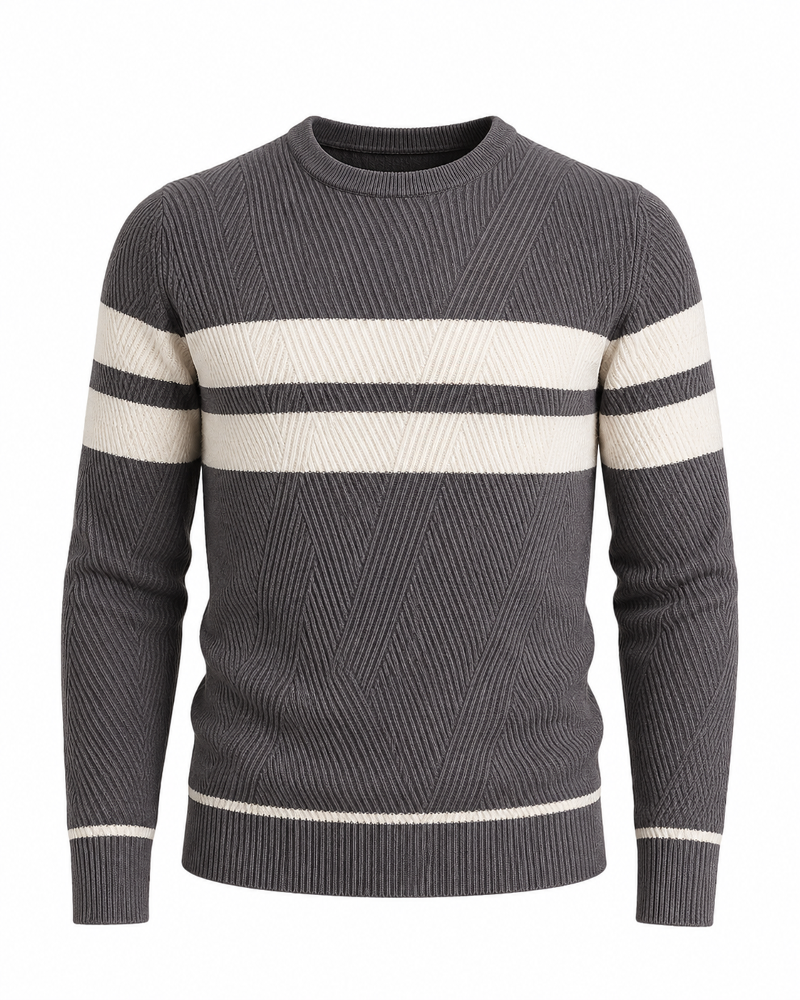 Men’s Textured Crew-Neck Sweater – Refined Everyday Knit for Autumn and Winter