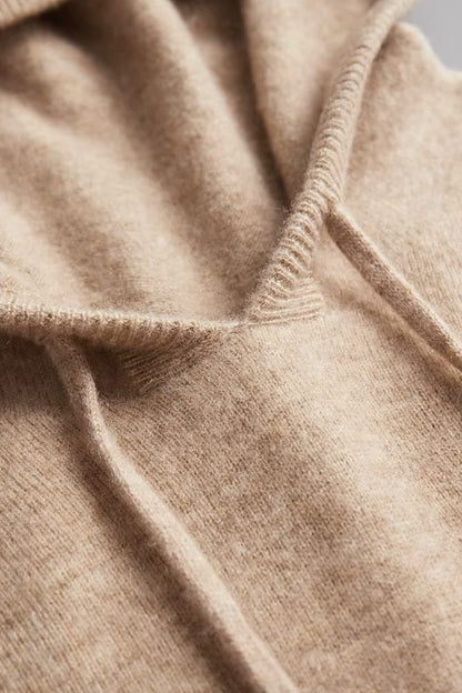 Men’s Knitted Hooded Sweater – Drawstring Pullover with Ribbed Trims for Casual Cold-Weather Layering