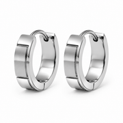Pair of men's silver tone geometric huggie earrings