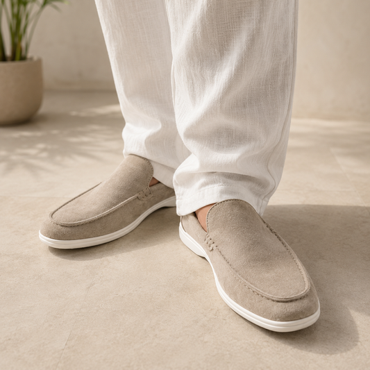Men’s Suede-Style Slip-On Loafers – Minimalist Smart Casual Shoes for Everyday Wear
