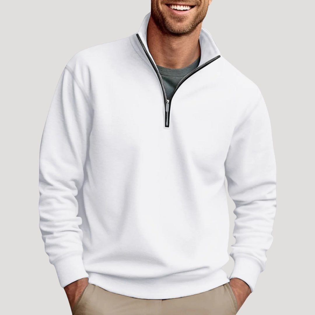 Men’s Half-Zip Sweatshirt – Stand-Collar Long-Sleeve Pullover with Contrast Zip Detail for Casual Everyday Wear