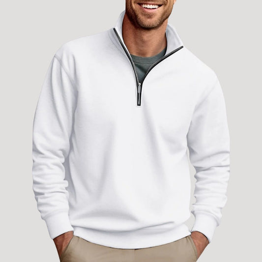 Men’s Half-Zip Sweatshirt – Stand-Collar Long-Sleeve Pullover with Contrast Zip Detail for Casual Everyday Wear