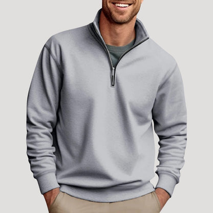 Men’s Half-Zip Sweatshirt – Stand-Collar Long-Sleeve Pullover with Contrast Zip Detail for Casual Everyday Wear