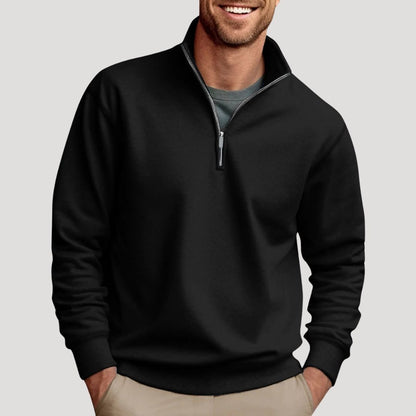 Men’s Half-Zip Sweatshirt – Stand-Collar Long-Sleeve Pullover with Contrast Zip Detail for Casual Everyday Wear