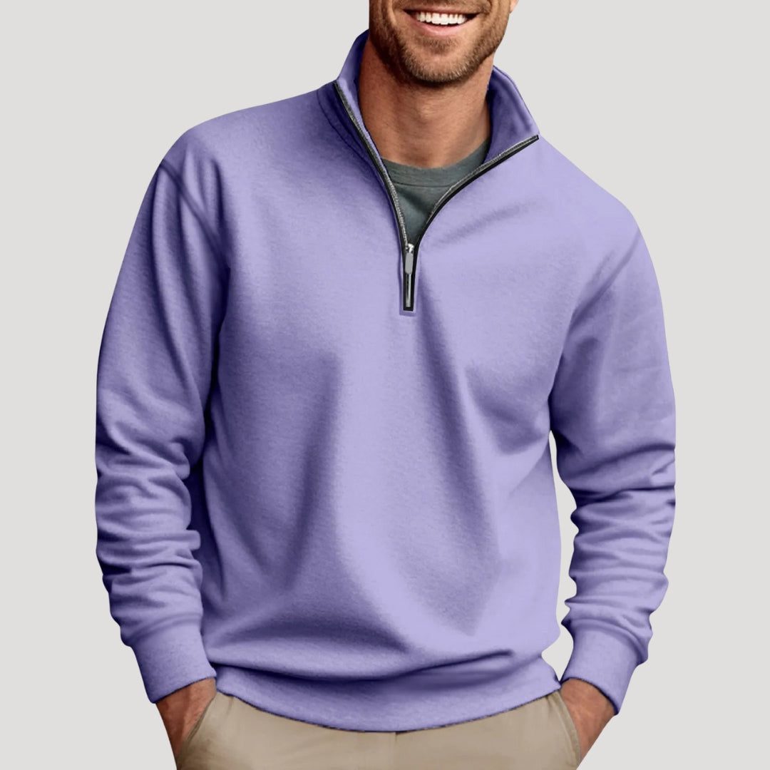 Men’s Half-Zip Sweatshirt – Stand-Collar Long-Sleeve Pullover with Contrast Zip Detail for Casual Everyday Wear