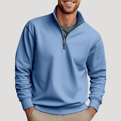 Men’s Half-Zip Sweatshirt – Stand-Collar Long-Sleeve Pullover with Contrast Zip Detail for Casual Everyday Wear