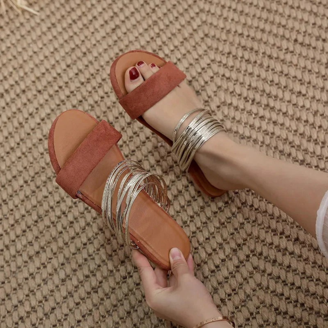 Women’s Memory Foam Flat Sandals – Comfortable Summer Slip-Ons for Walking and Everyday Wear