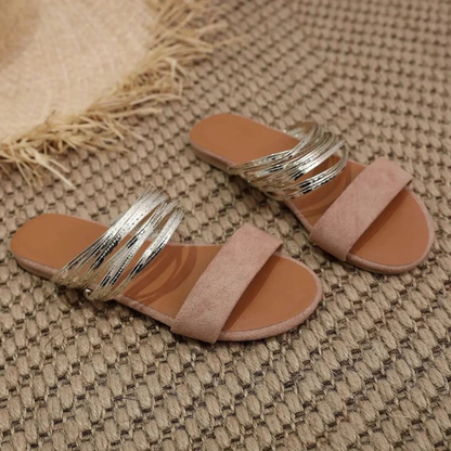 Women’s Memory Foam Flat Sandals – Comfortable Summer Slip-Ons for Walking and Everyday Wear