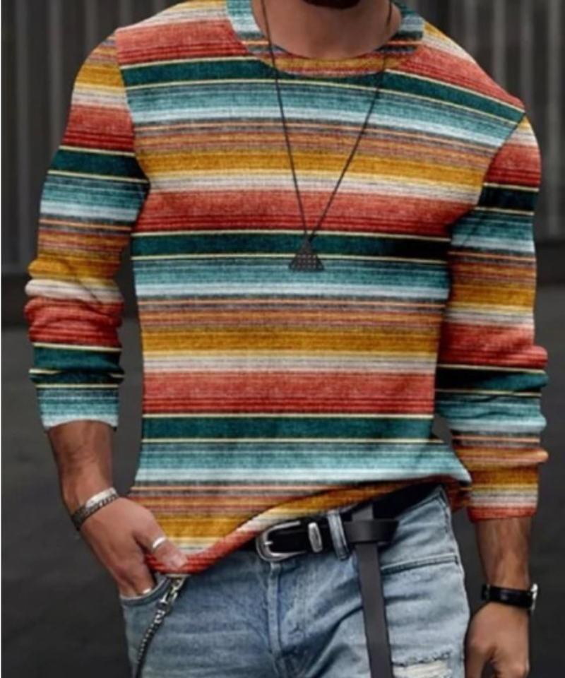 Men’s Striped Crew-Neck Sweatshirt – Lightweight Casual Pullover for Everyday Wear