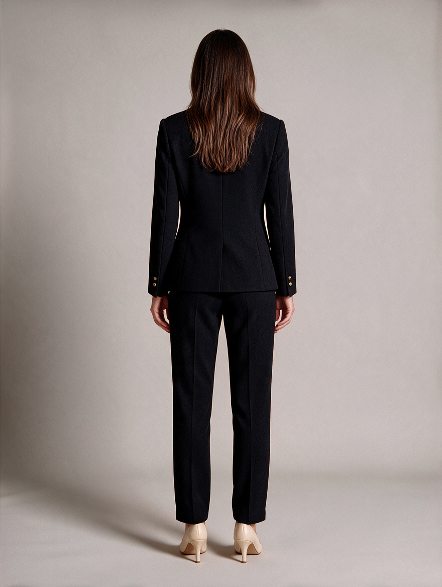 Women’s Tailored Trouser Suit – Single-Breasted Fitted Blazer with Cropped Straight-Leg Trousers for Office and Business Wear
