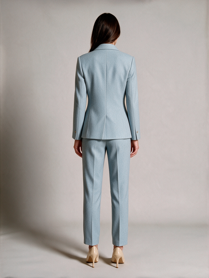 Women’s Tailored Trouser Suit – Single-Breasted Fitted Blazer with Cropped Straight-Leg Trousers for Office and Business Wear