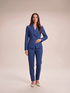 Women’s Tailored Trouser Suit – Double-Breasted Fitted Blazer with Straight-Leg Trousers for Office and Evening Wear