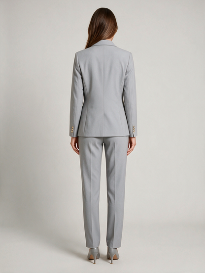 Women’s Tailored Trouser Suit – Single-Breasted Blazer with Straight-Leg Trousers for Office and Business Wear