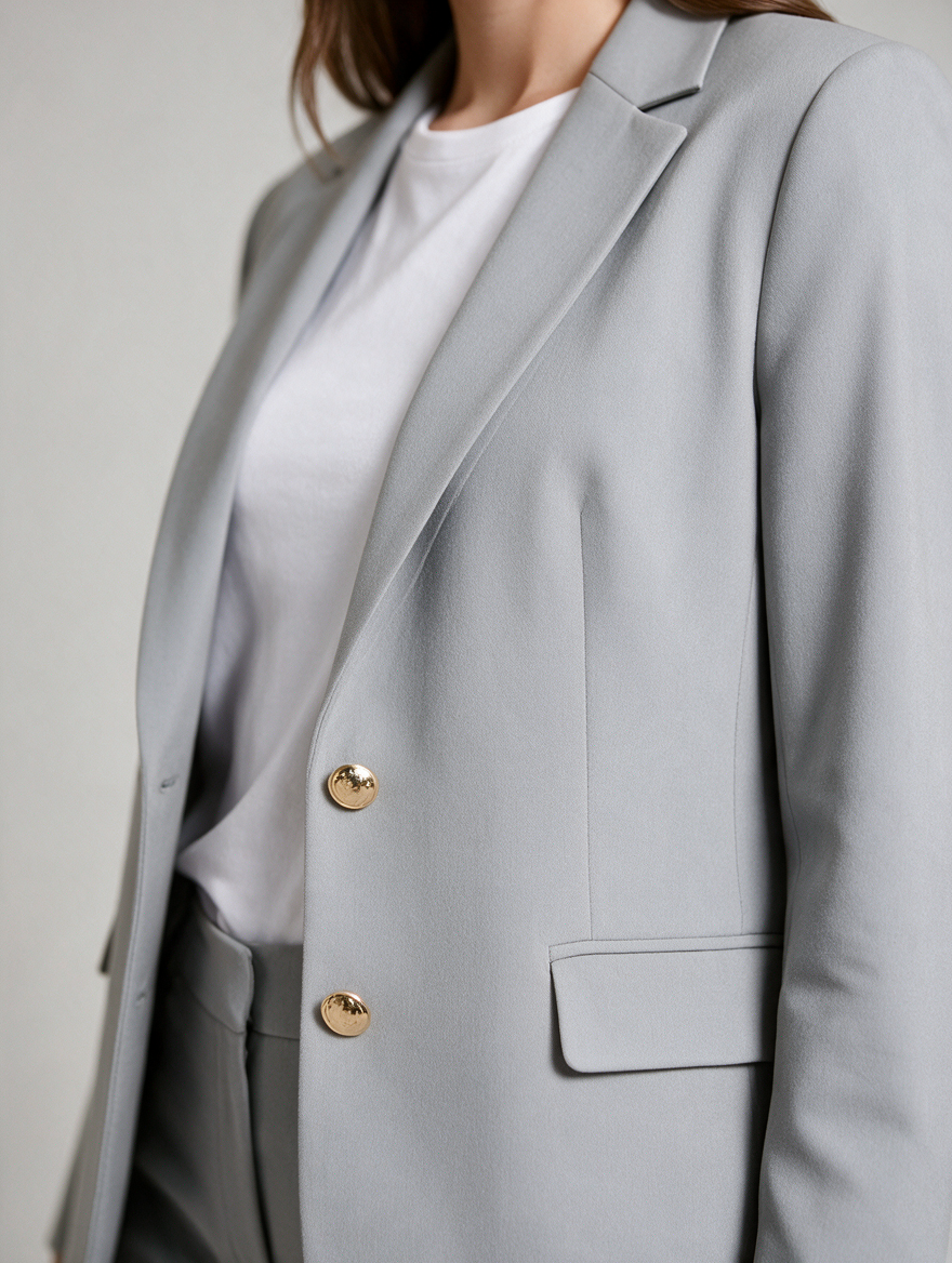 Women’s Tailored Trouser Suit – Single-Breasted Blazer with Straight-Leg Trousers for Office and Business Wear