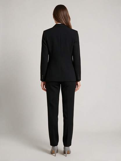 Women’s Tailored Trouser Suit – Single-Breasted Blazer with Straight-Leg Trousers for Office and Business Wear