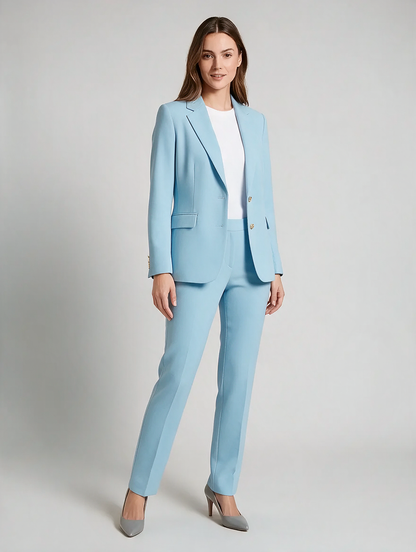 Women’s Tailored Trouser Suit – Single-Breasted Blazer with Straight-Leg Trousers for Office and Business Wear