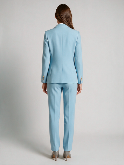 Women’s Tailored Trouser Suit – Single-Breasted Blazer with Straight-Leg Trousers for Office and Business Wear
