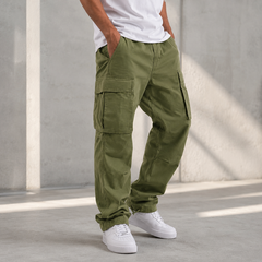 Men’s Relaxed Cargo Trousers – Multi-Pocket Utility Pants for Casual and Outdoor Wear
