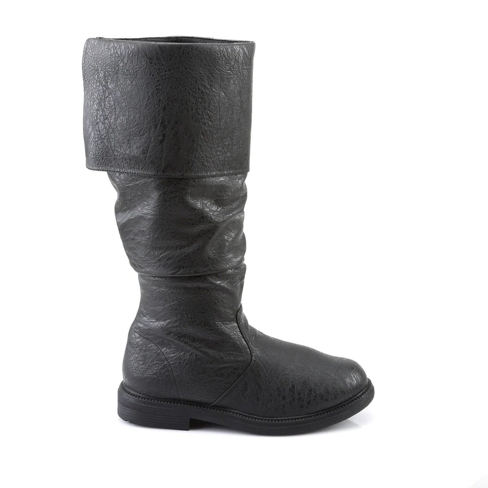 Men’s Tall Leather Boots – Slouchy Knee-High Pull-On Boots with Fold-Over Cuff and Sturdy Sole for Statement Wear