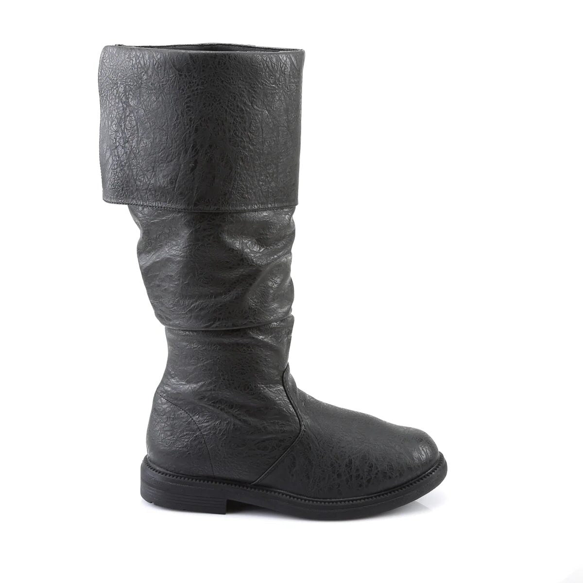 Men’s Tall Leather Boots – Slouchy Knee-High Pull-On Boots with Fold-Over Cuff and Sturdy Sole for Statement Wear