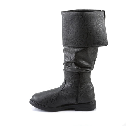 Men’s Tall Leather Boots – Slouchy Knee-High Pull-On Boots with Fold-Over Cuff and Sturdy Sole for Statement Wear