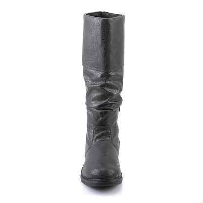 Men’s Tall Leather Boots – Slouchy Knee-High Pull-On Boots with Fold-Over Cuff and Sturdy Sole for Statement Wear