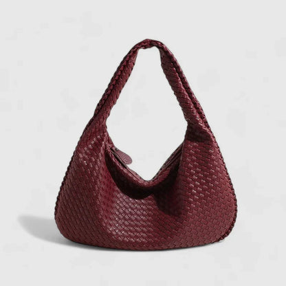 Women’s Woven Faux Leather Hobo Bag – Oversized Soft Shoulder Tote with Wide Strap for Work Travel and Everyday Wear