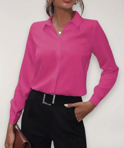 Women’s Tailored Button-Up Blouse – Lightweight Spring Office Shirt for Smart Casual Wear