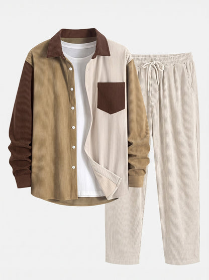 Men’s Corduroy Shirt Co-Ord – Straight-Leg Trousers for Autumn Casual Wear