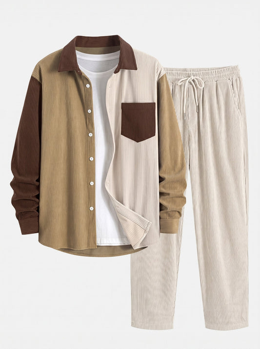 Men’s Corduroy Shirt Co-Ord – Straight-Leg Trousers for Autumn Casual Wear